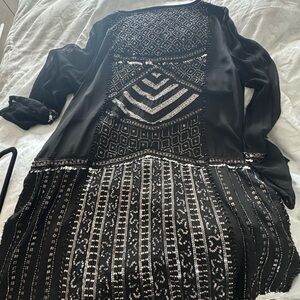 Black chiffon sequined tunic